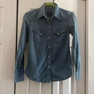 Women’s Lucky Brand denim button down shirt. Size extra small.